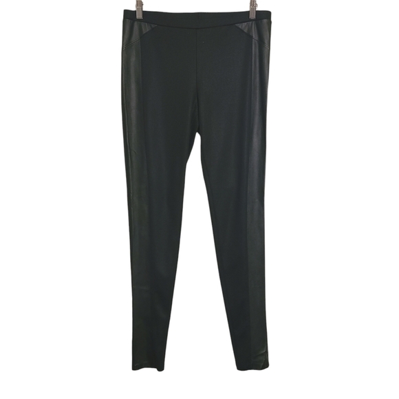 Trouve | Women's Black Faux Leather Trim Skinny Leggings/Pants (Size Large) - Picture 1 of 10